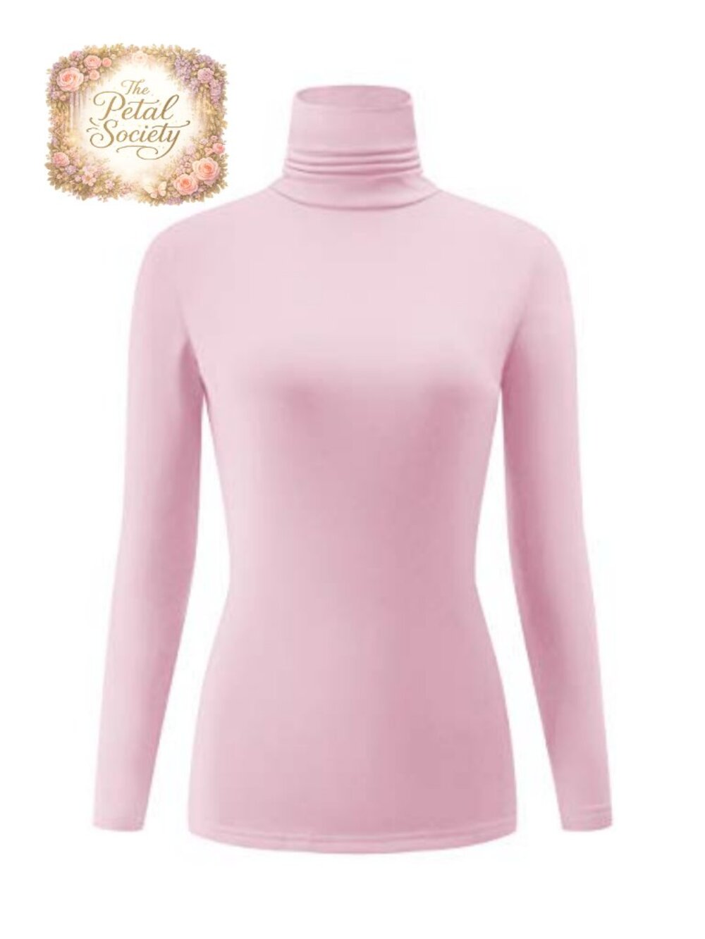 Turtleneck Thermal Long Sleeve Top Lightweight Slim Fit Women